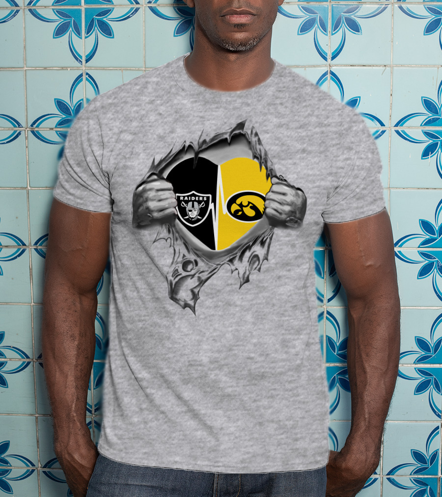 Hawkeyes Raiders Heartbeat Torn T-Shirt