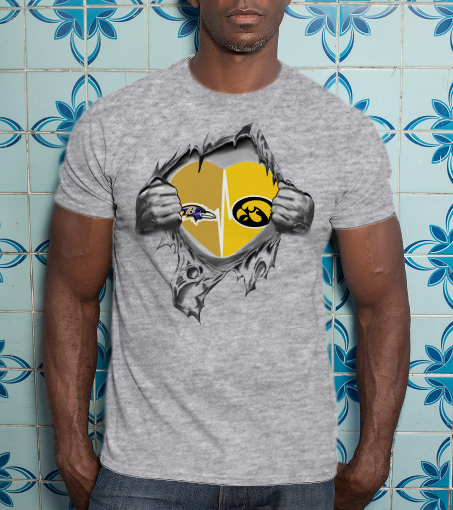 Hawkeyes Ravens Heartbeat Logo Fusion T-Shirt