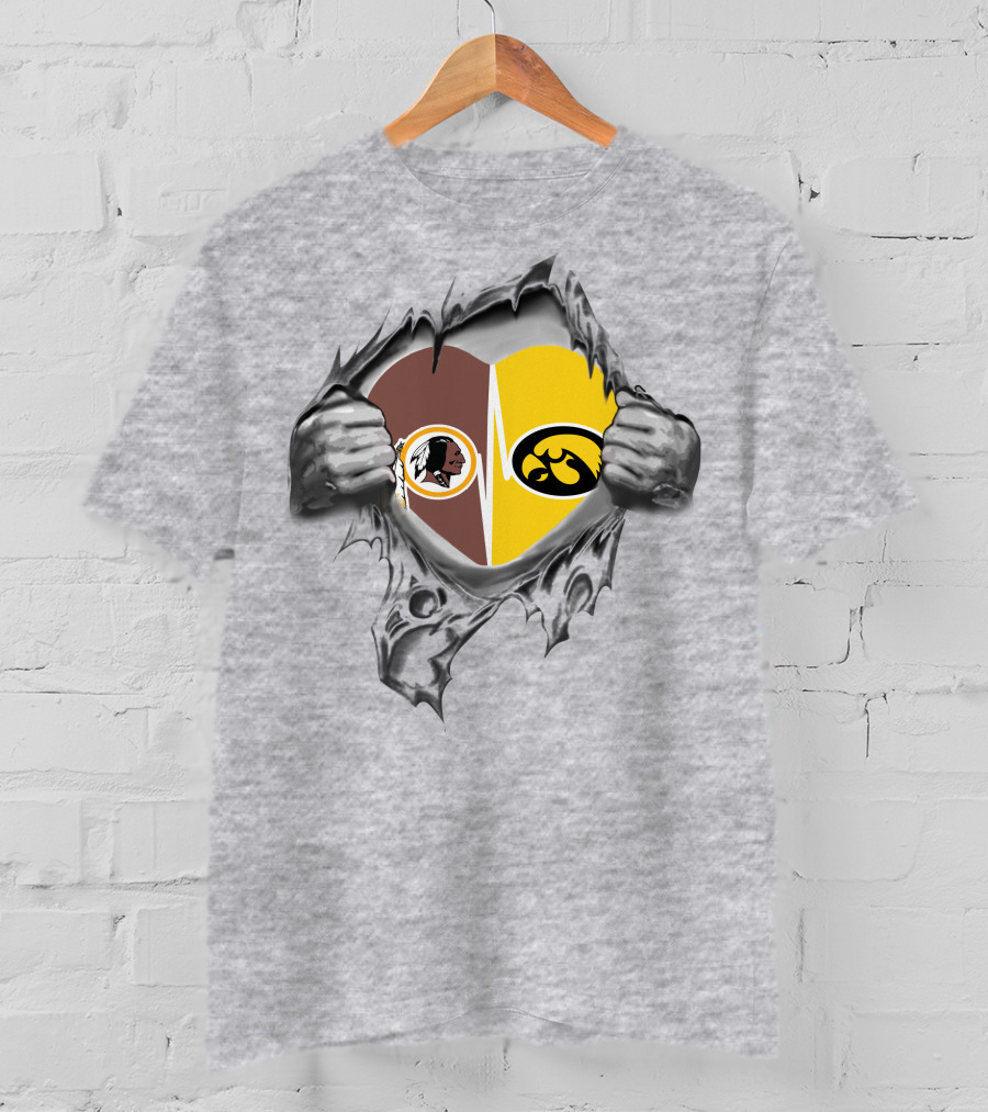 Hawkeyes Redskins Heart Inside Torn Ripped T-Shirt