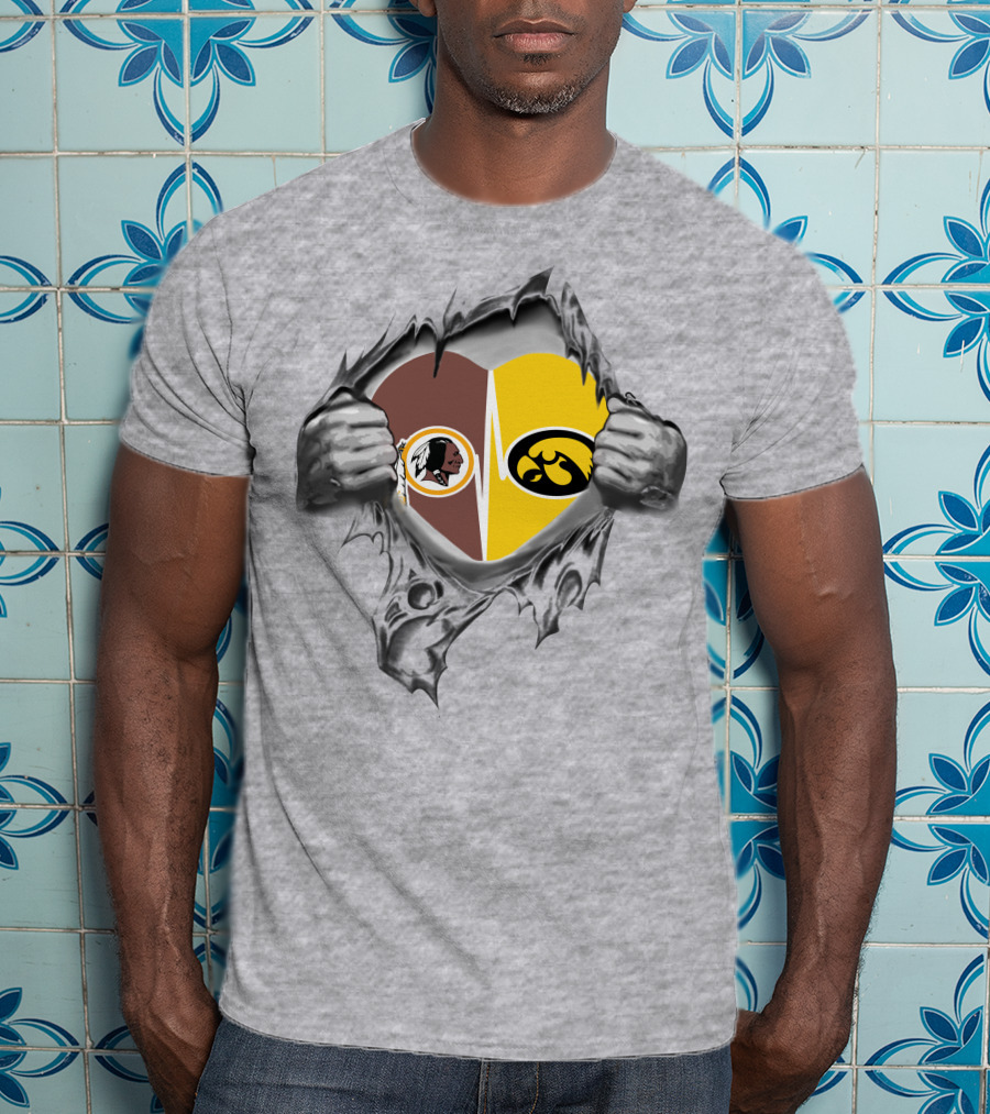 Hawkeyes Redskins Heart Inside Torn Ripped T-Shirt