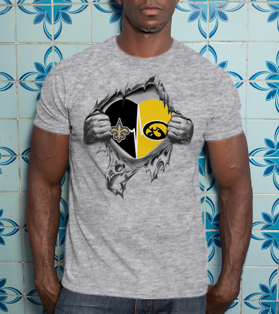 New Orleans Saints Iowa Hawkeyes Heart T-Shirt