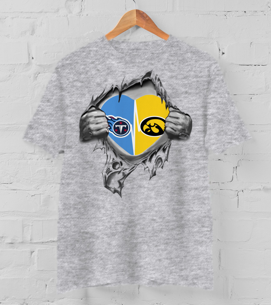 Tennessee Titans Iowa Hawkeyes Heart Fusion T-Shirt
