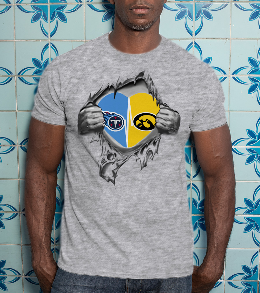 Tennessee Titans Iowa Hawkeyes Heart Fusion T-Shirt