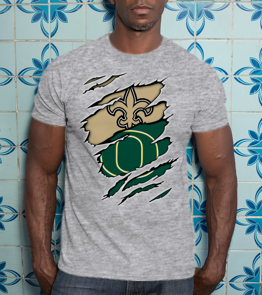 Saints Ducks Logo Fusion Fleur-de-Lis And Oregon Intertwined T-Shirt