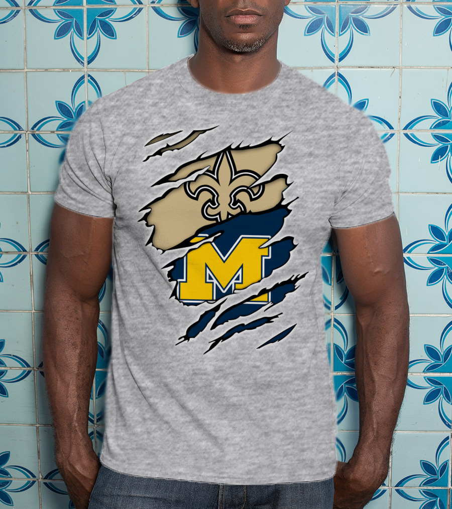 Michigan Saints Fleur-de-Lis Logo With Block M T-Shirt
