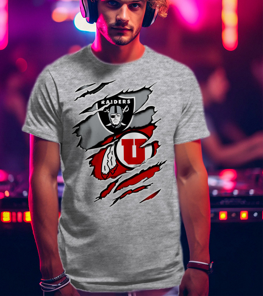 Raiders Utah Utes Collaborative Iconic Logos T-Shirt