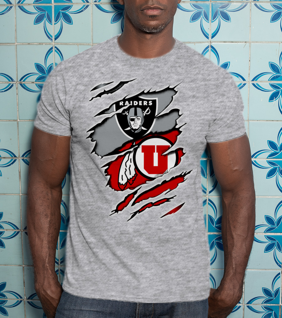 Raiders Utah Utes Collaborative Iconic Logos T-Shirt