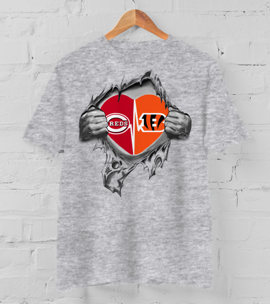 Bengals Reds Heartbeat Passion T-Shirt