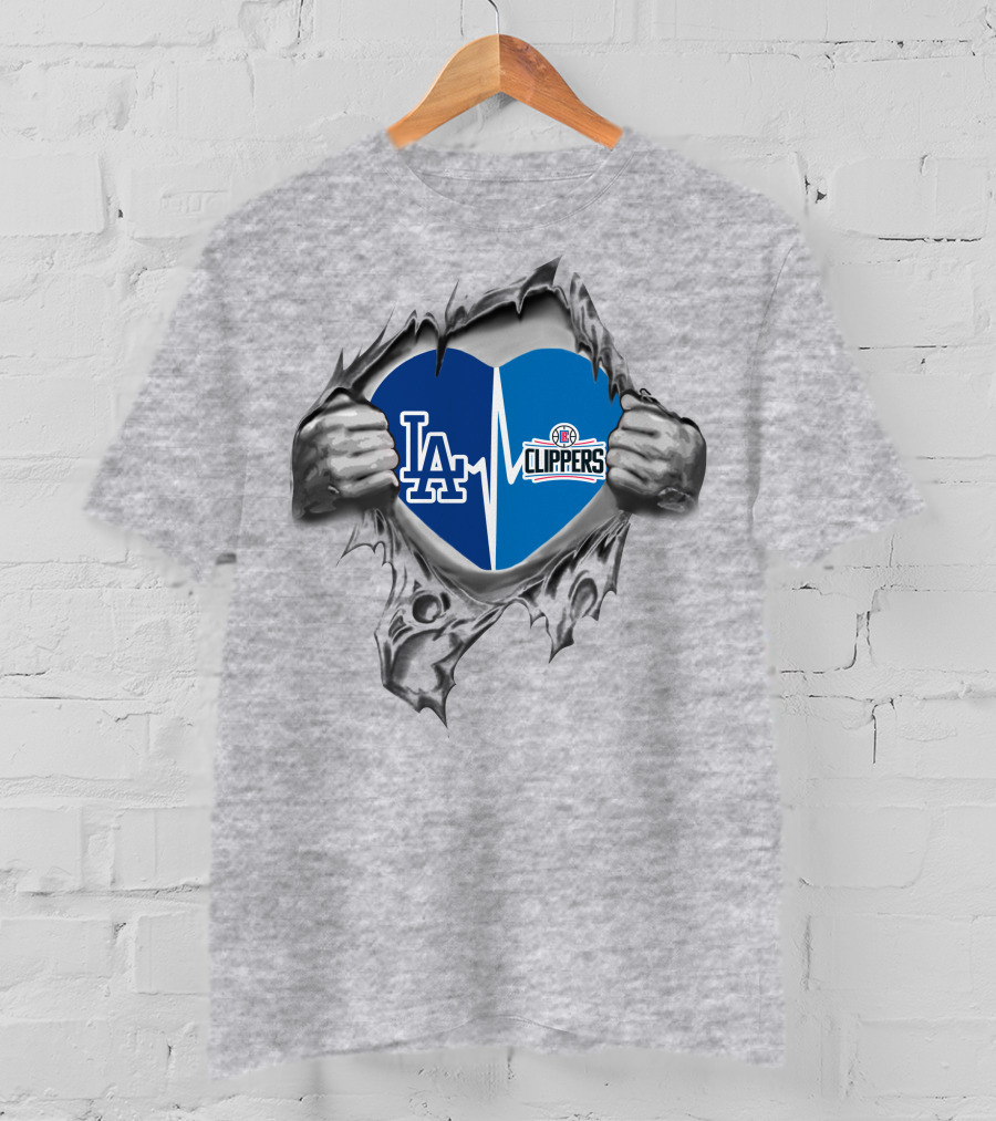 LA Dodgers Clippers Heartbeat Passion T-Shirt