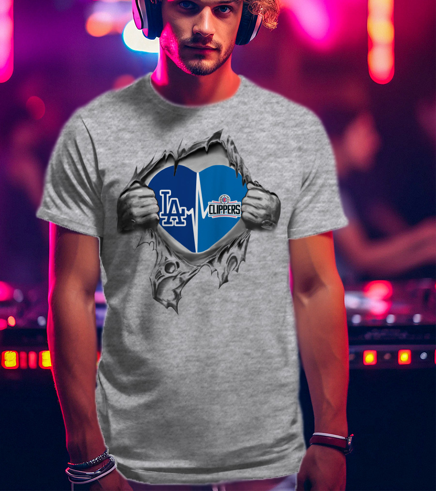 LA Dodgers Clippers Heartbeat Passion T-Shirt