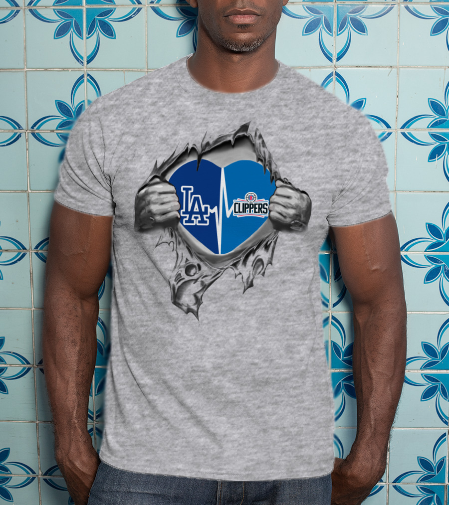 LA Dodgers Clippers Heartbeat Passion T-Shirt