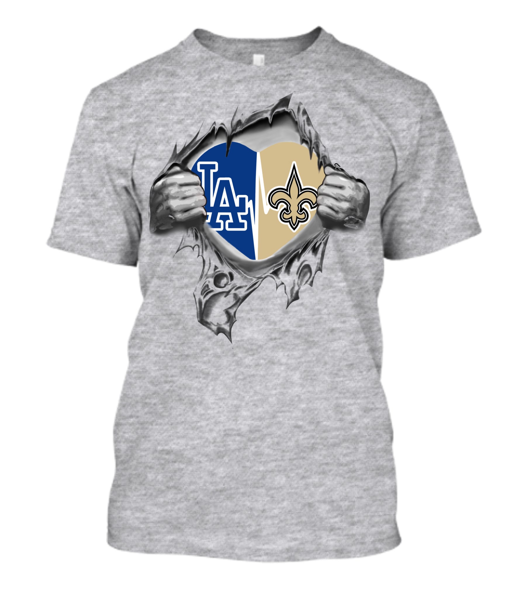 Saints Dodgers Heart La Logo Fleur De Lis T-Shirt