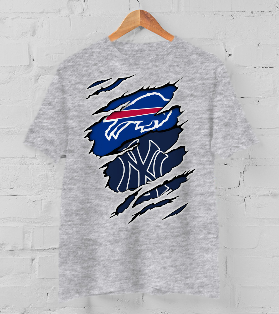 Buffalo Bills New York Yankees Ripped T-Shirt