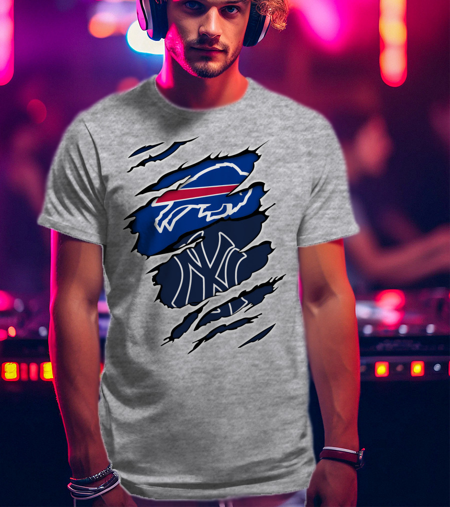 Buffalo Bills New York Yankees Ripped T-Shirt