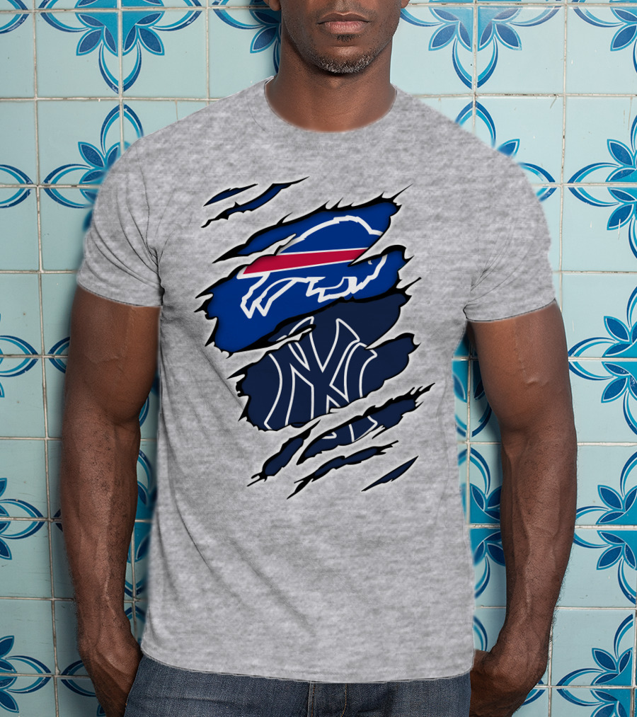 Buffalo Bills New York Yankees Ripped T-Shirt