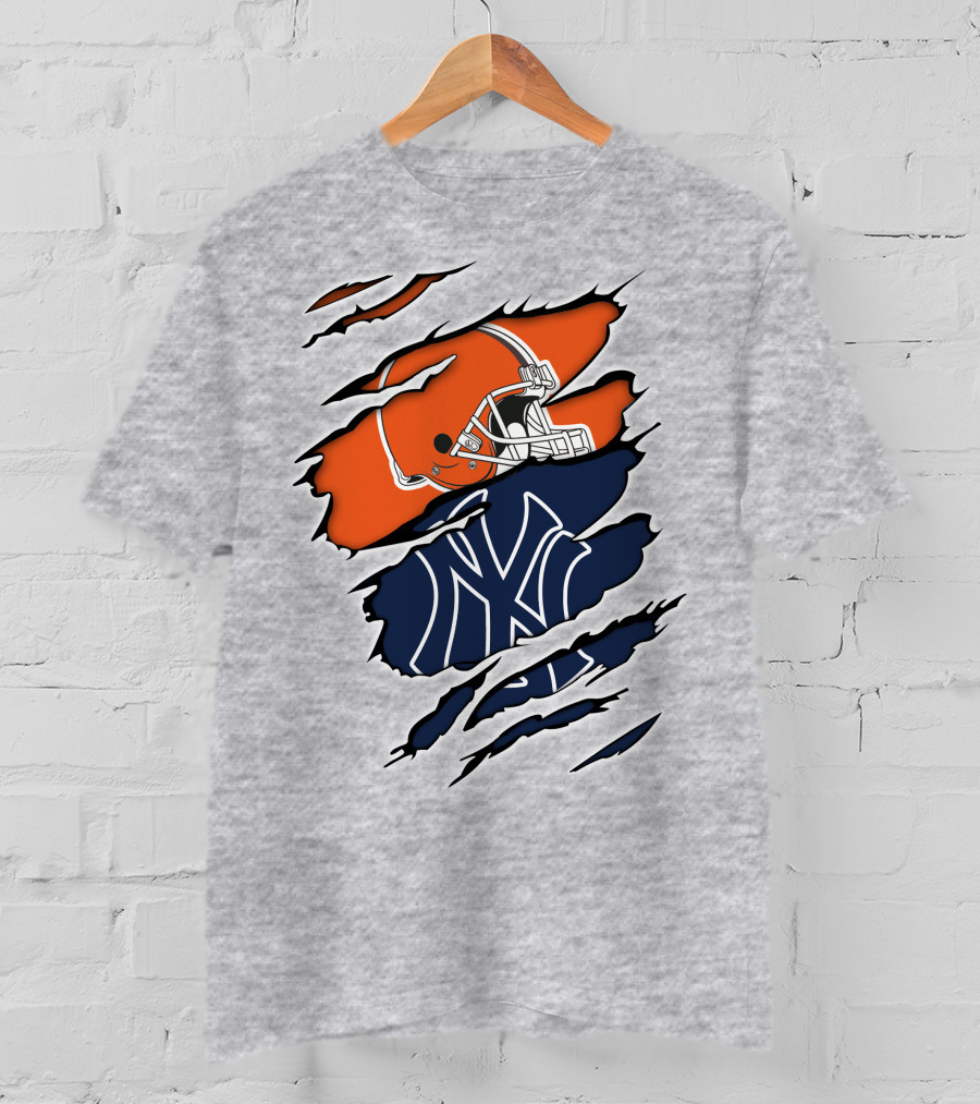 Cleveland Browns New York Yankees Football Baseball Crossover T-Shirt