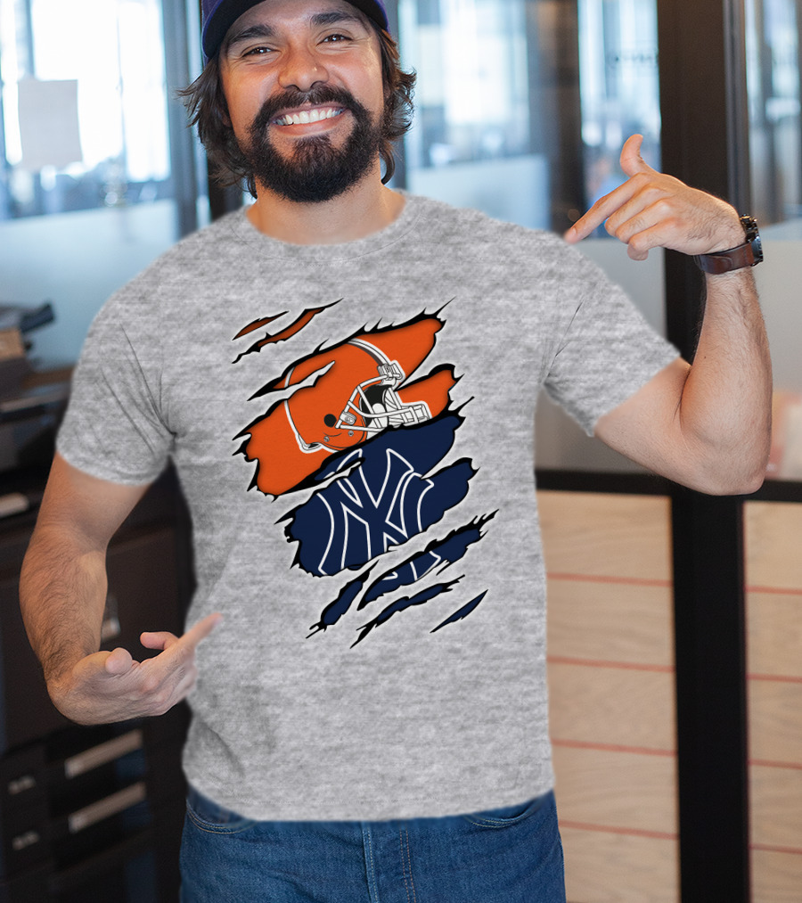 Cleveland Browns New York Yankees Football Baseball Crossover T-Shirt