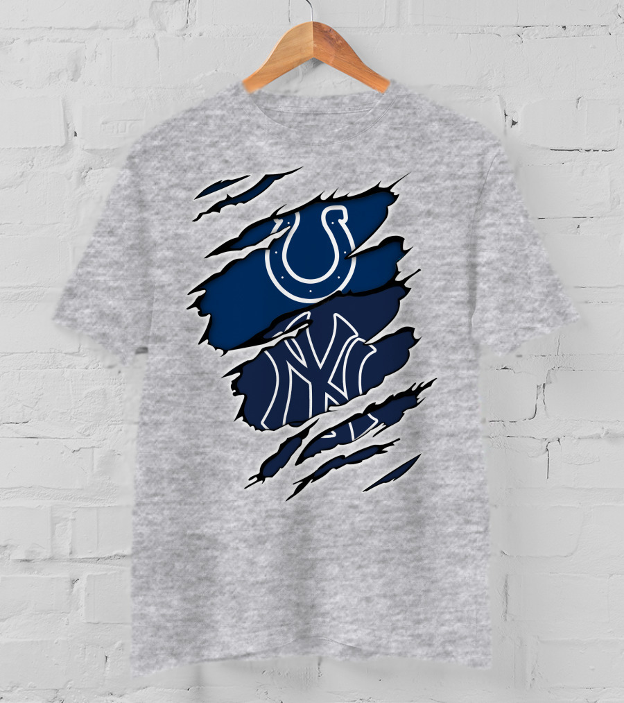 Colts Yankees Sports Crossover Logo Claw Marks T-Shirt