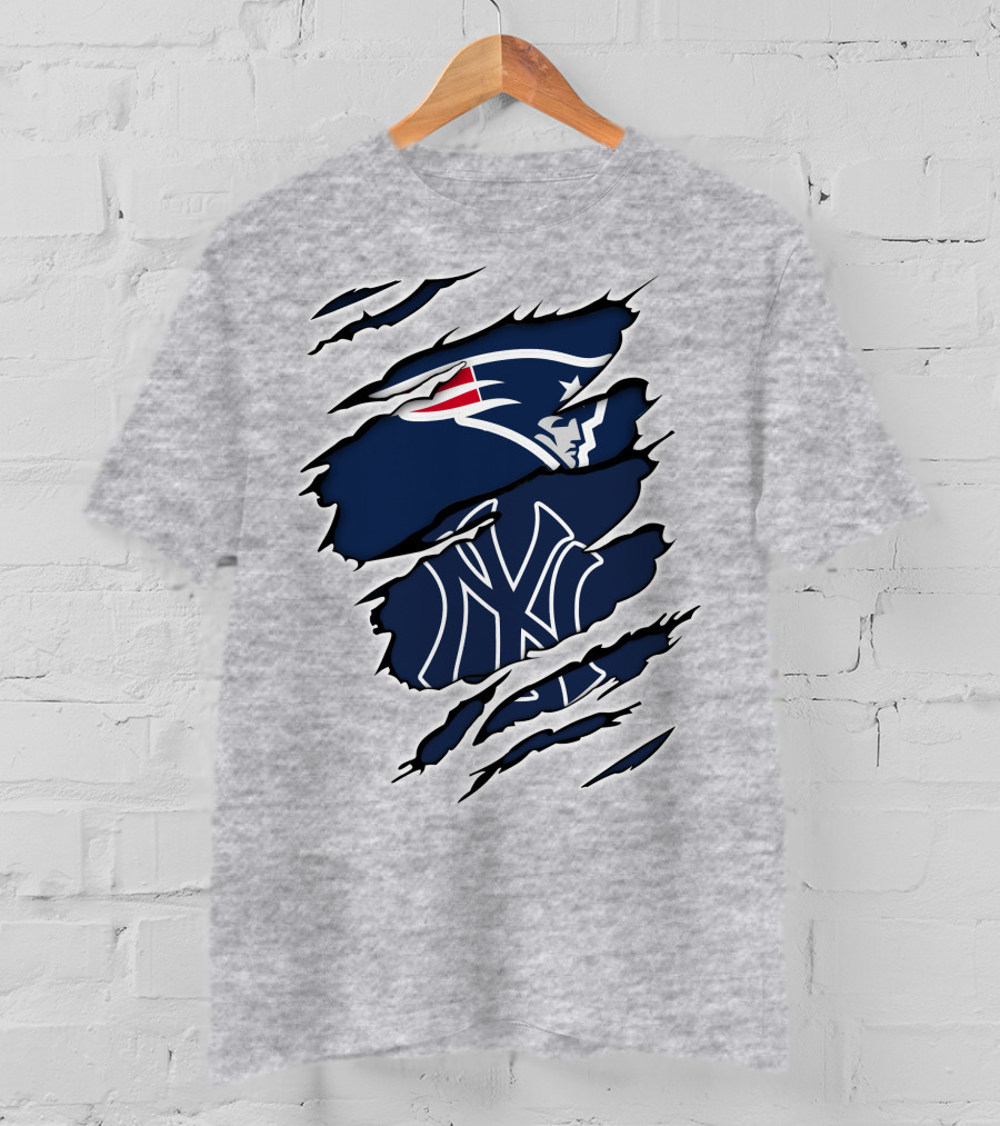 Patriots Yankees Fan Crossover Team Logos T-Shirt