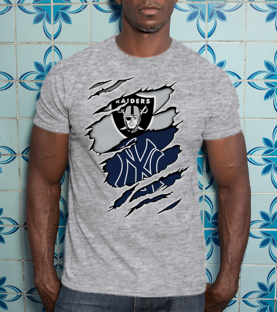 Raiders Yankees Collaboration Fan Support T-Shirt