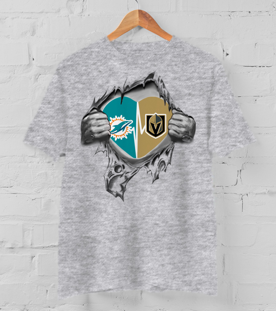 Golden Knights And Dolphins Heartbeat Inside Me T-Shirt