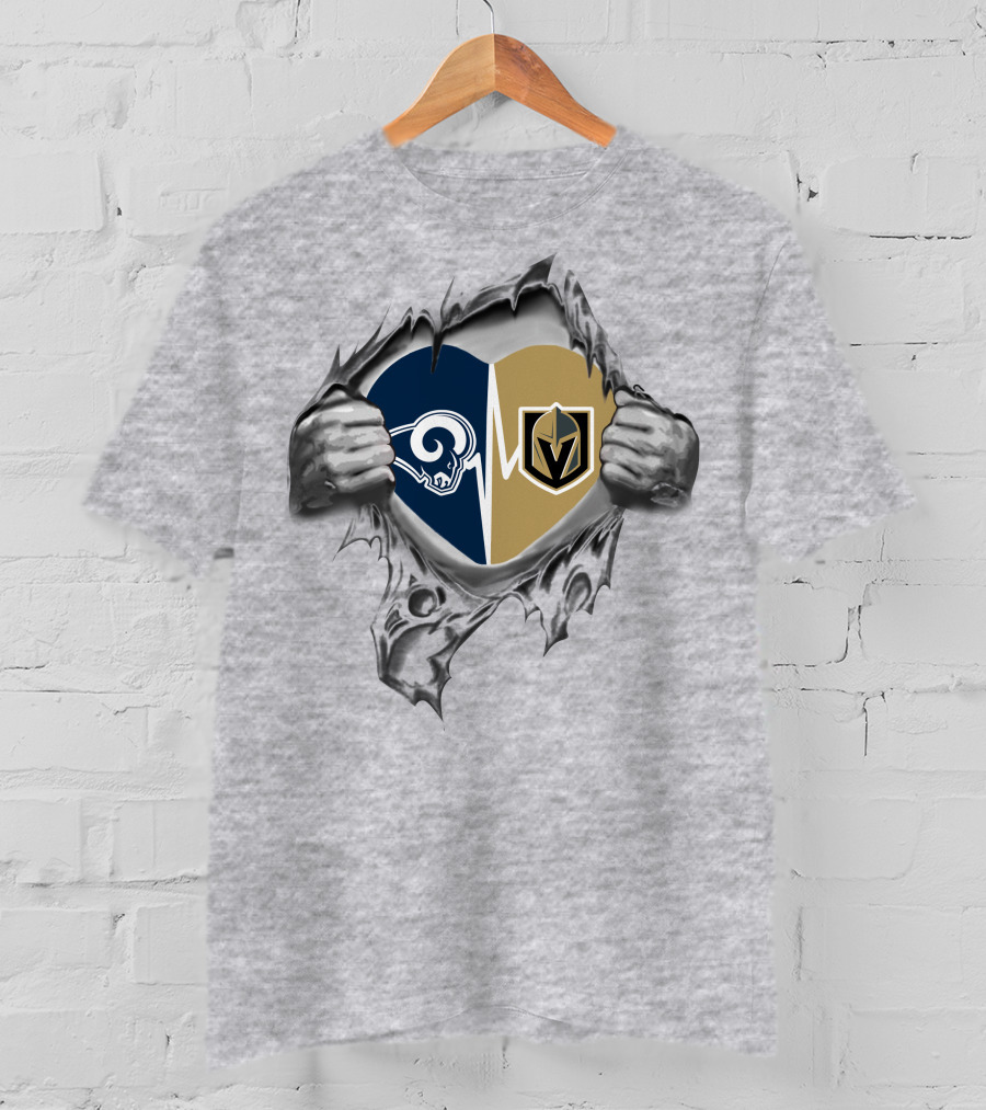 Golden Knights Rams Heart Vintage Tear T-Shirt