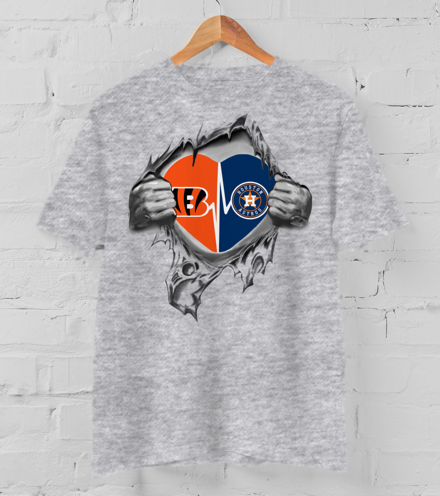 Houston Astros Bengals Heartbeat Passion T-Shirt