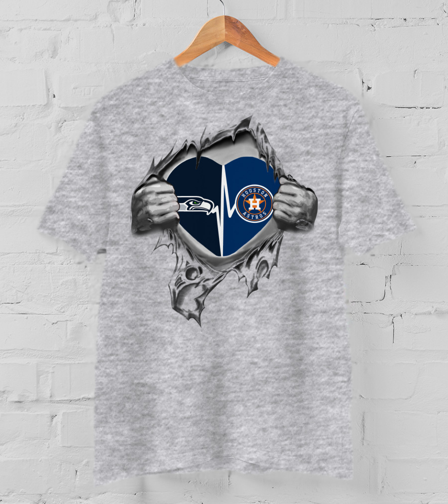 Houston Astros Seahawks Heart Tearing T-Shirt