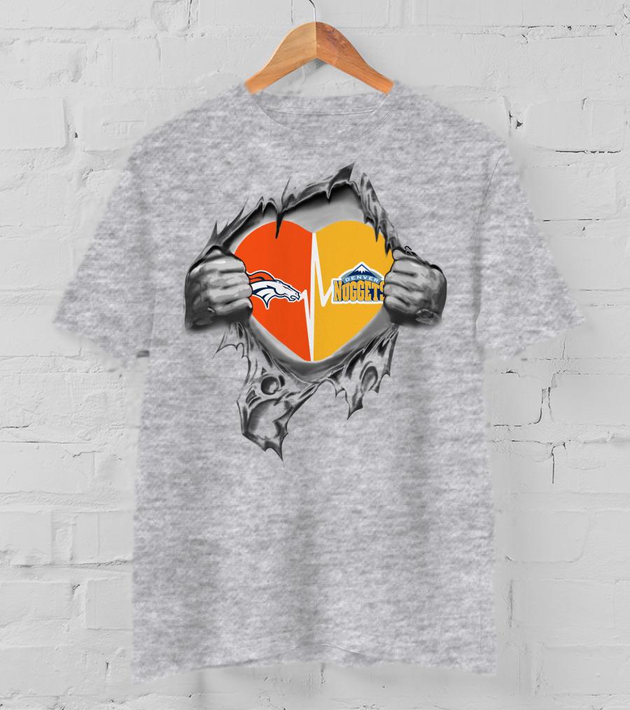 Denver Broncos Nuggets Heartbeat Loyalty T-Shirt