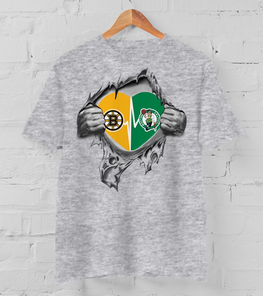 Bruins Celtics Heartfelt Loyalty With Logos And Symbols T-Shirt