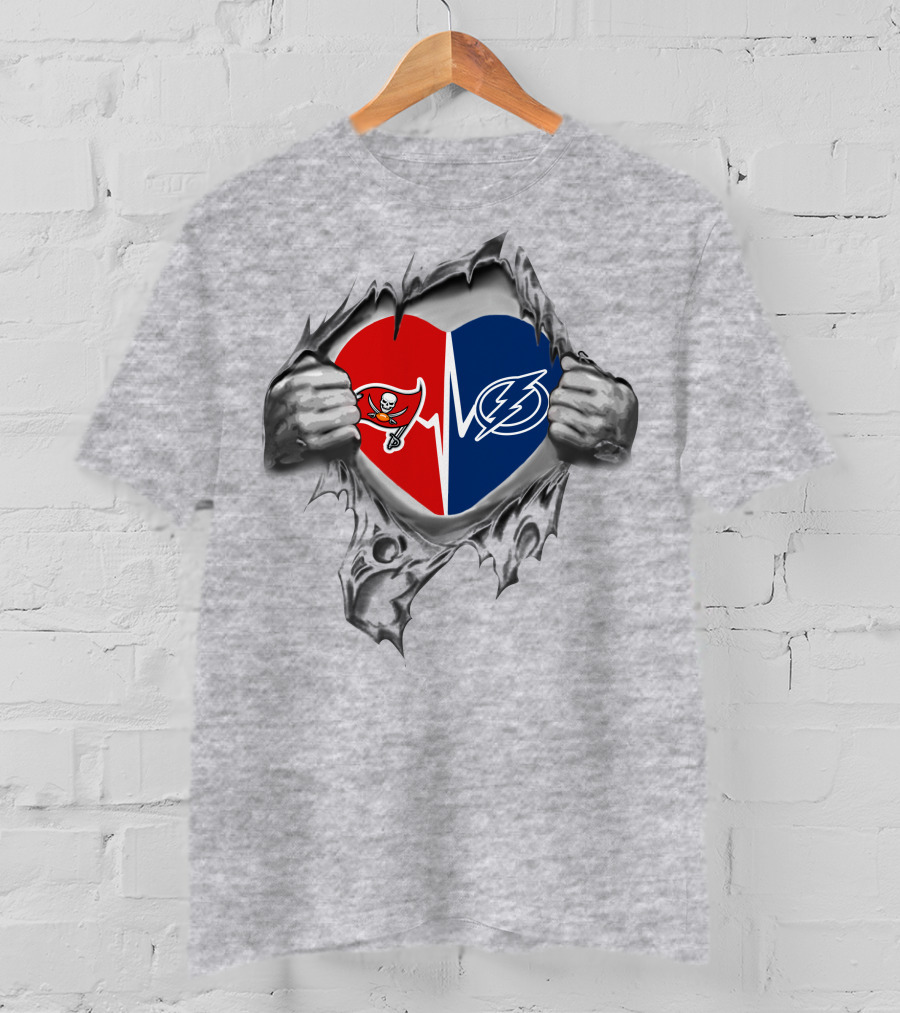 Buccaneers Lightning Heart Rip Design Competitor Spirit T-Shirt