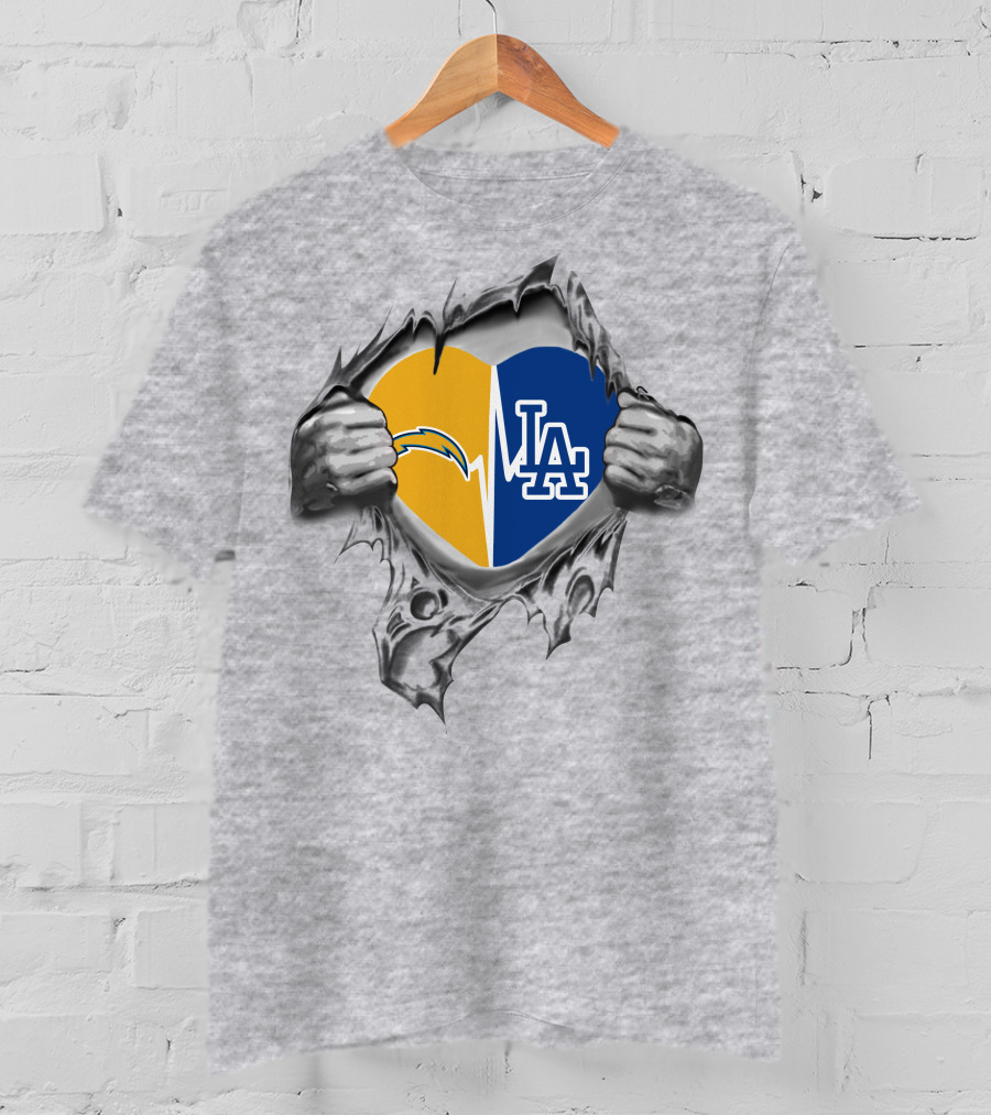 Chargers Dodgers Heartbeat Loyalty With Symbolic Heart T-Shirt