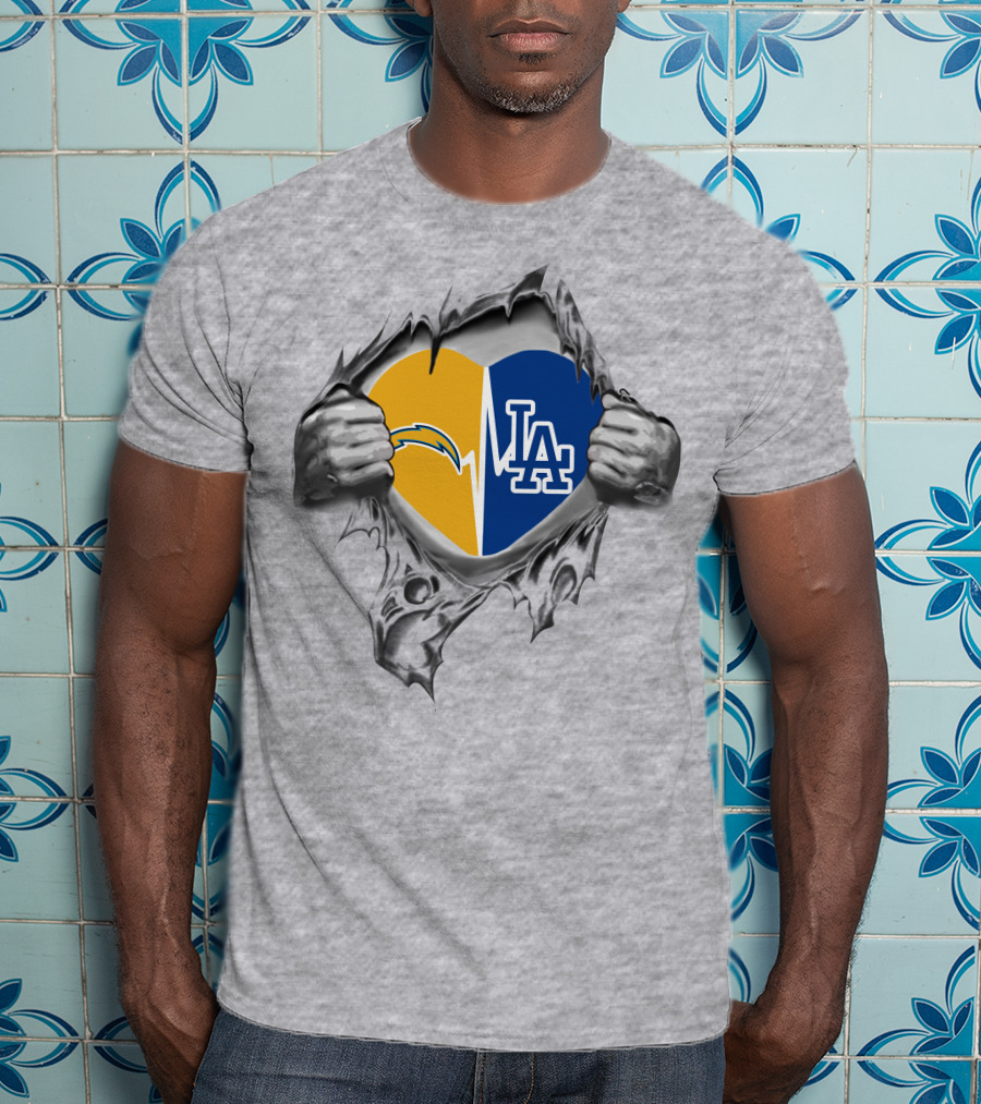 Chargers Dodgers Heartbeat Loyalty With Symbolic Heart T-Shirt