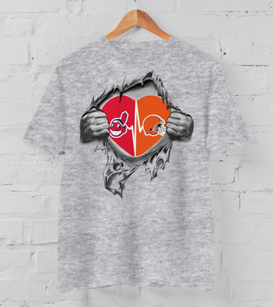 Indian Browns It's In My Heart Dual Logo Heartbeat T-Shirt