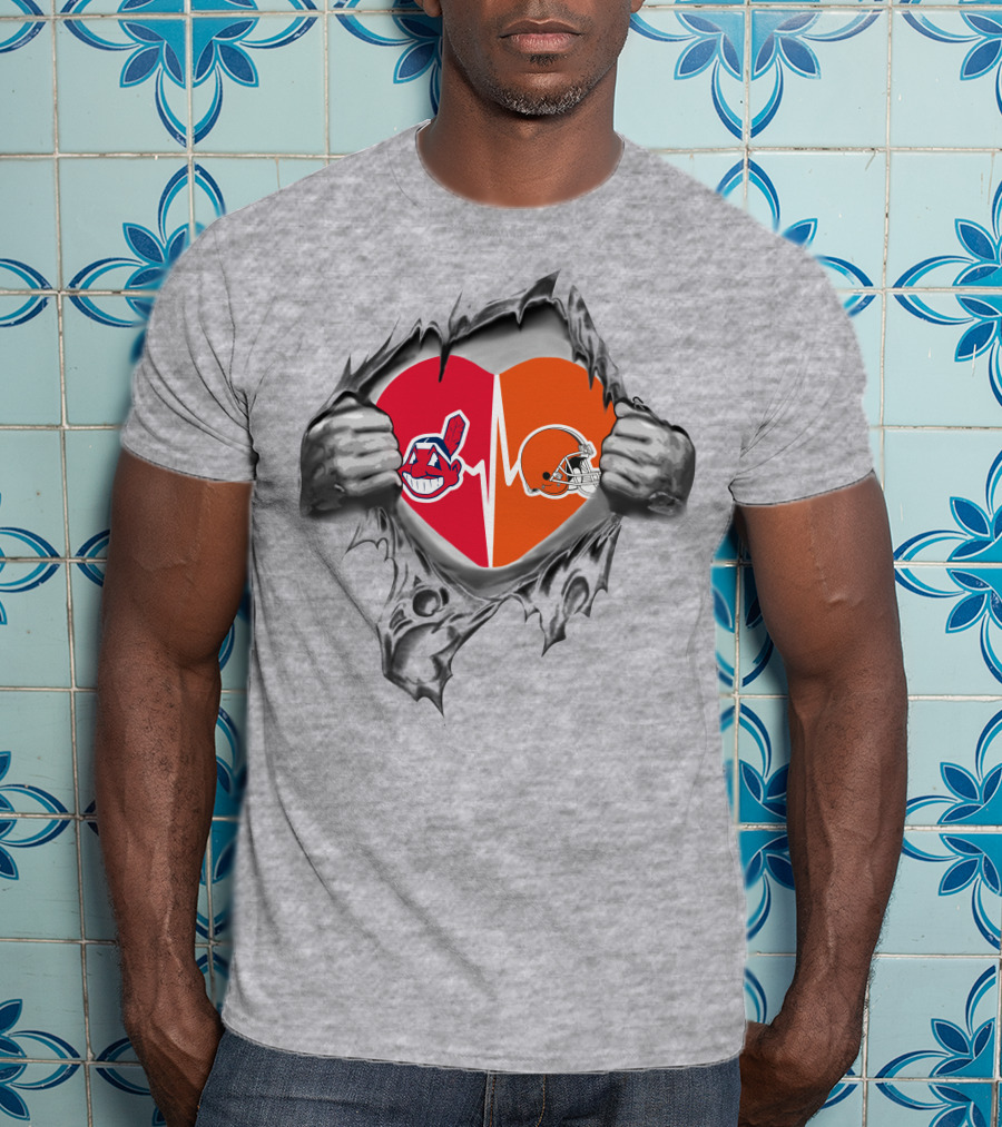 Indian Browns It's In My Heart Dual Logo Heartbeat T-Shirt