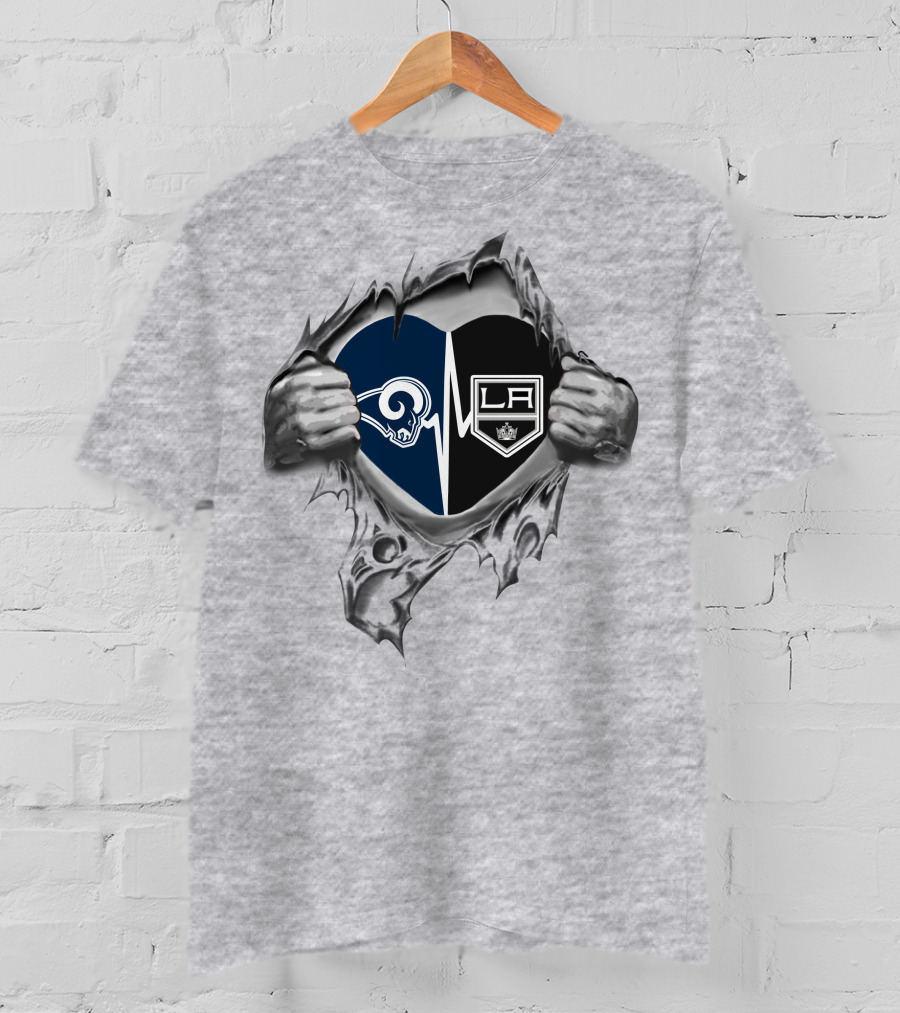 Rams Kings Heartbeat Los Angeles Sports Passion T-Shirt