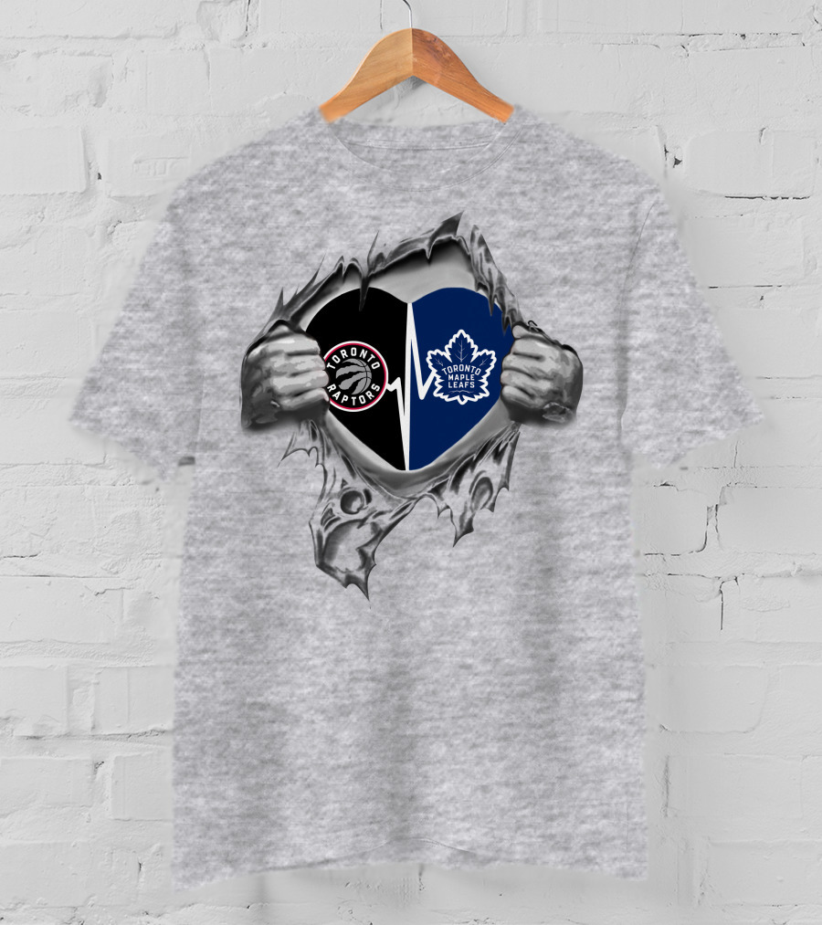 Toronto Raptors Maple Leafs Heart Torn T-Shirt