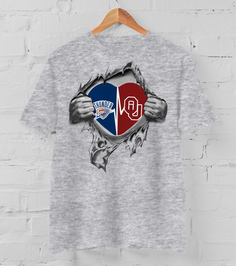 Oklahoma City Thunder OU Sooners Heart T-Shirt