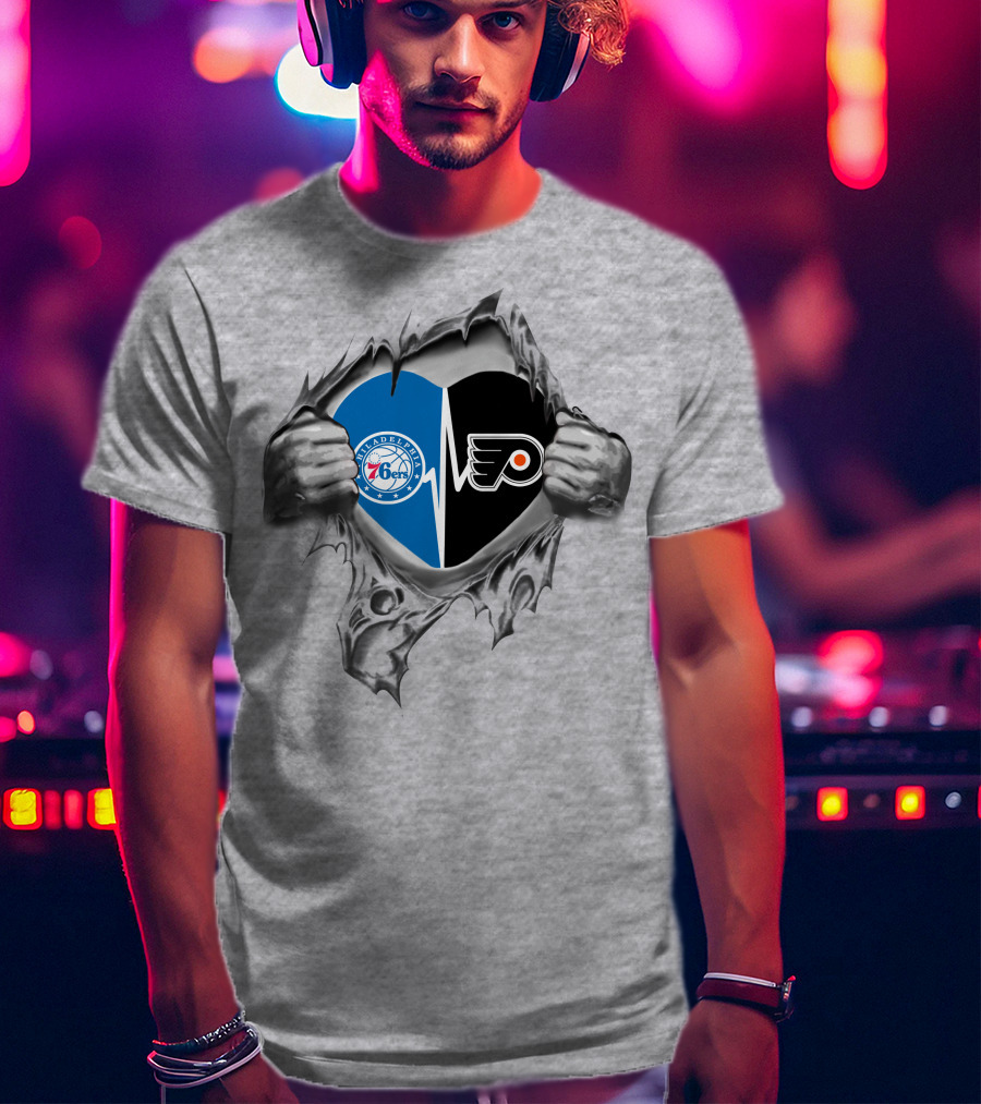 Philadelphia 76ers Flyers Heartbeat Passion T-Shirt