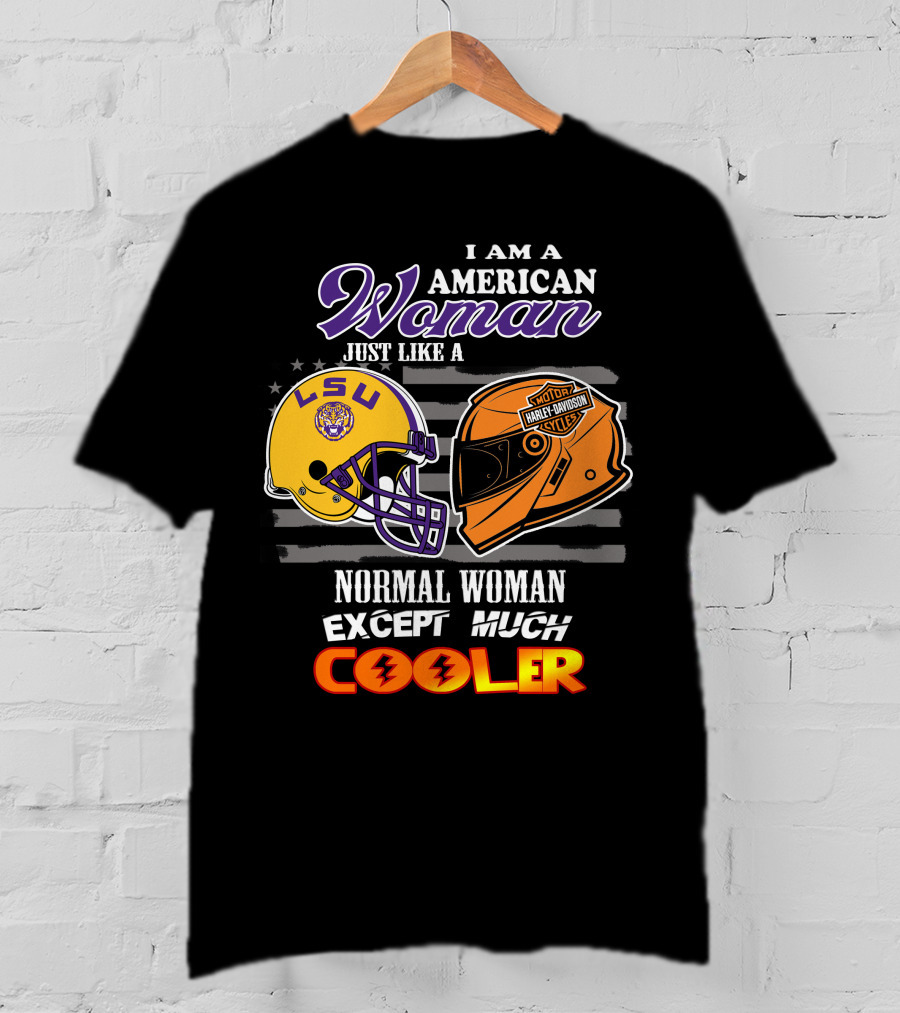 Lsu Tigers American Woman Harley Davidson Cooler Helmet T-Shirt