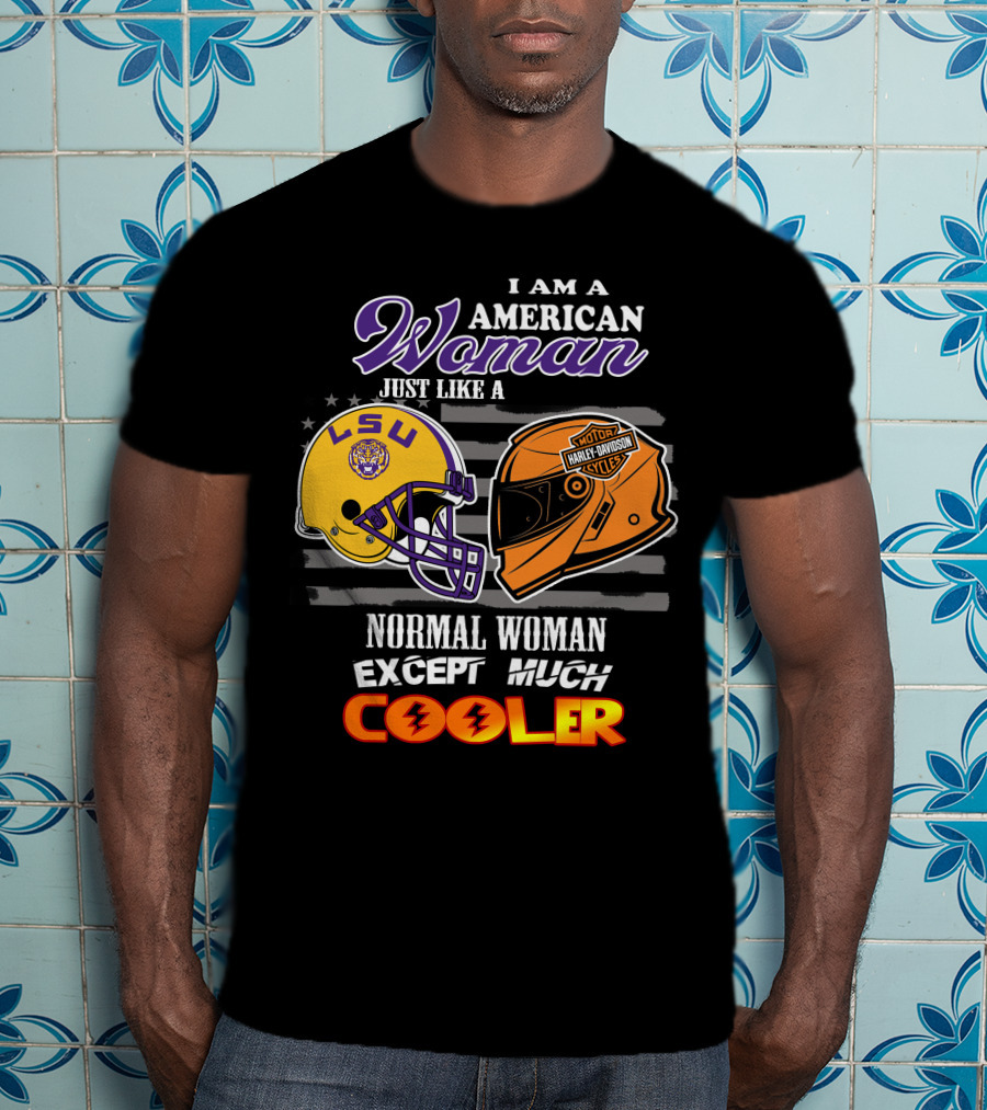 Lsu Tigers American Woman Harley Davidson Cooler Helmet T-Shirt