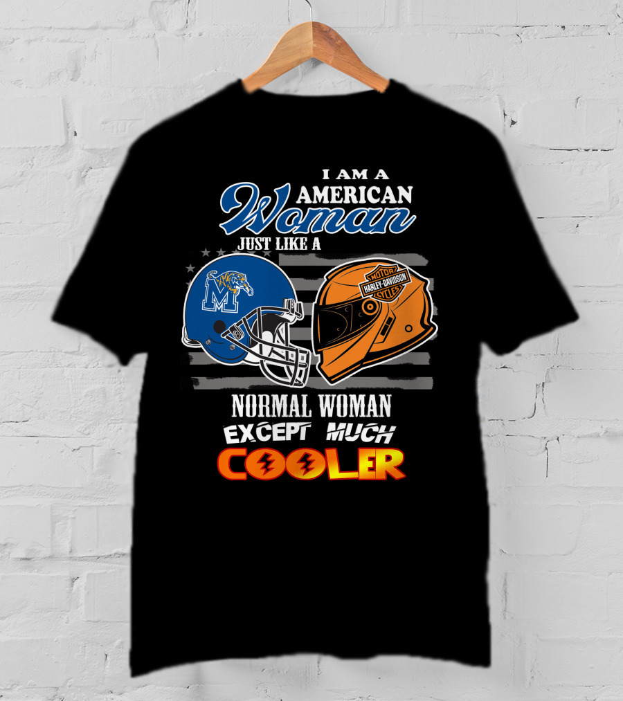 American Woman Harley Davidson Memphis Tigers Helmet Cooler T-Shirt