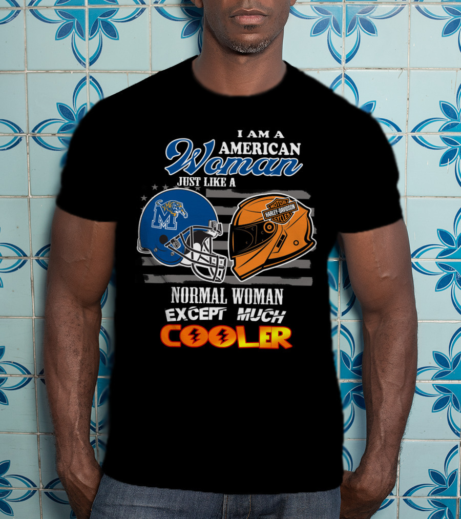 American Woman Harley Davidson Memphis Tigers Helmet Cooler T-Shirt