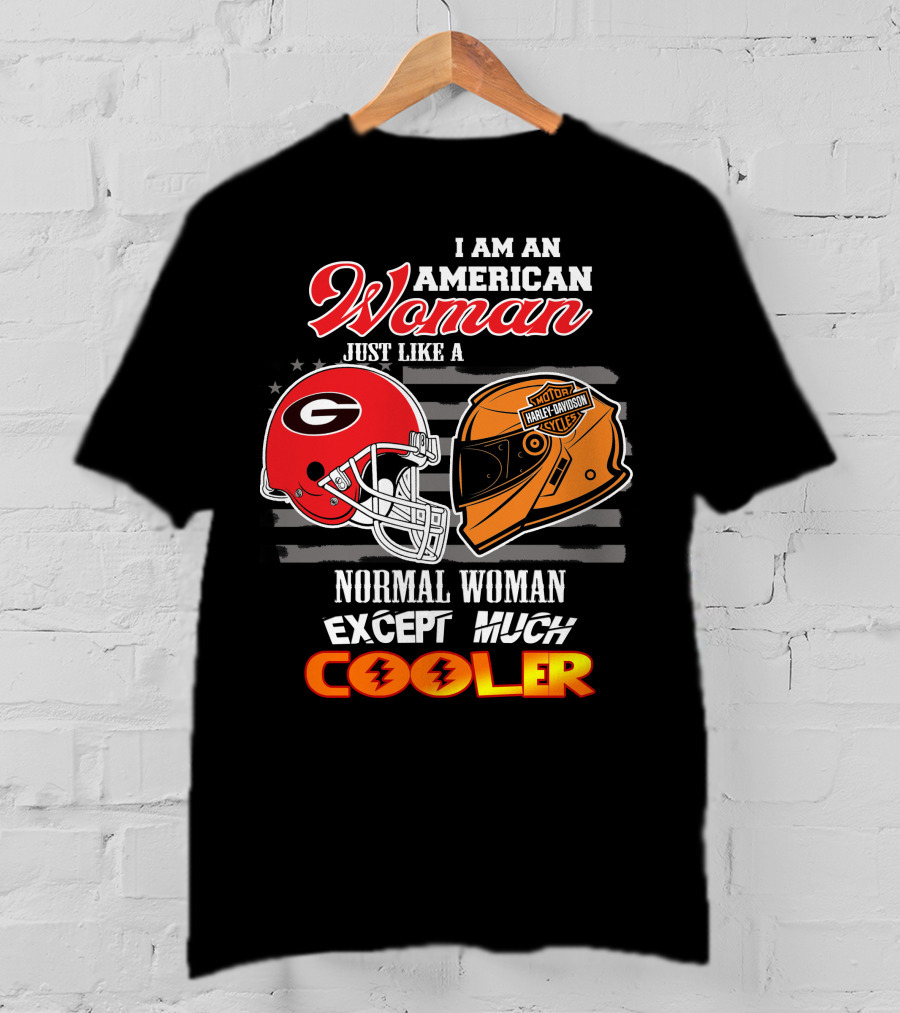Georgia Bulldogs Harley Davidson American Woman Cooler Helmet T-Shirt