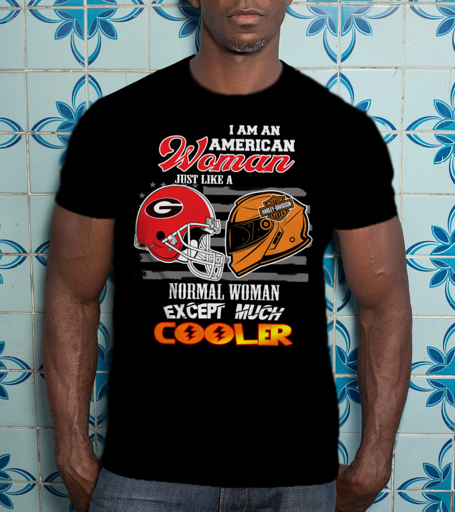 Georgia Bulldogs Harley Davidson American Woman Cooler Helmet T-Shirt