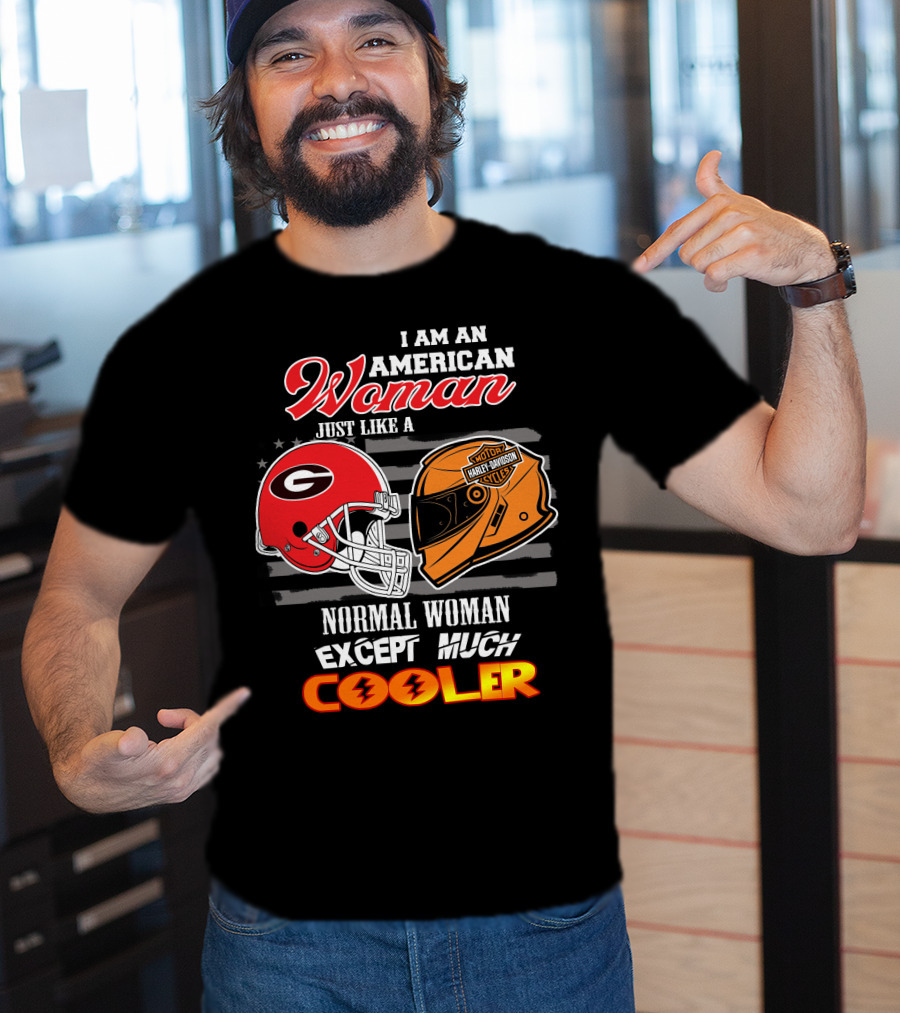 Georgia Bulldogs Harley Davidson American Woman Cooler Helmet T-Shirt