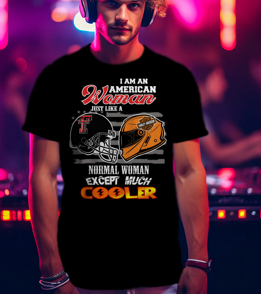 American Woman Texas Tech Harley Davidson Helmet Cooler T-Shirt