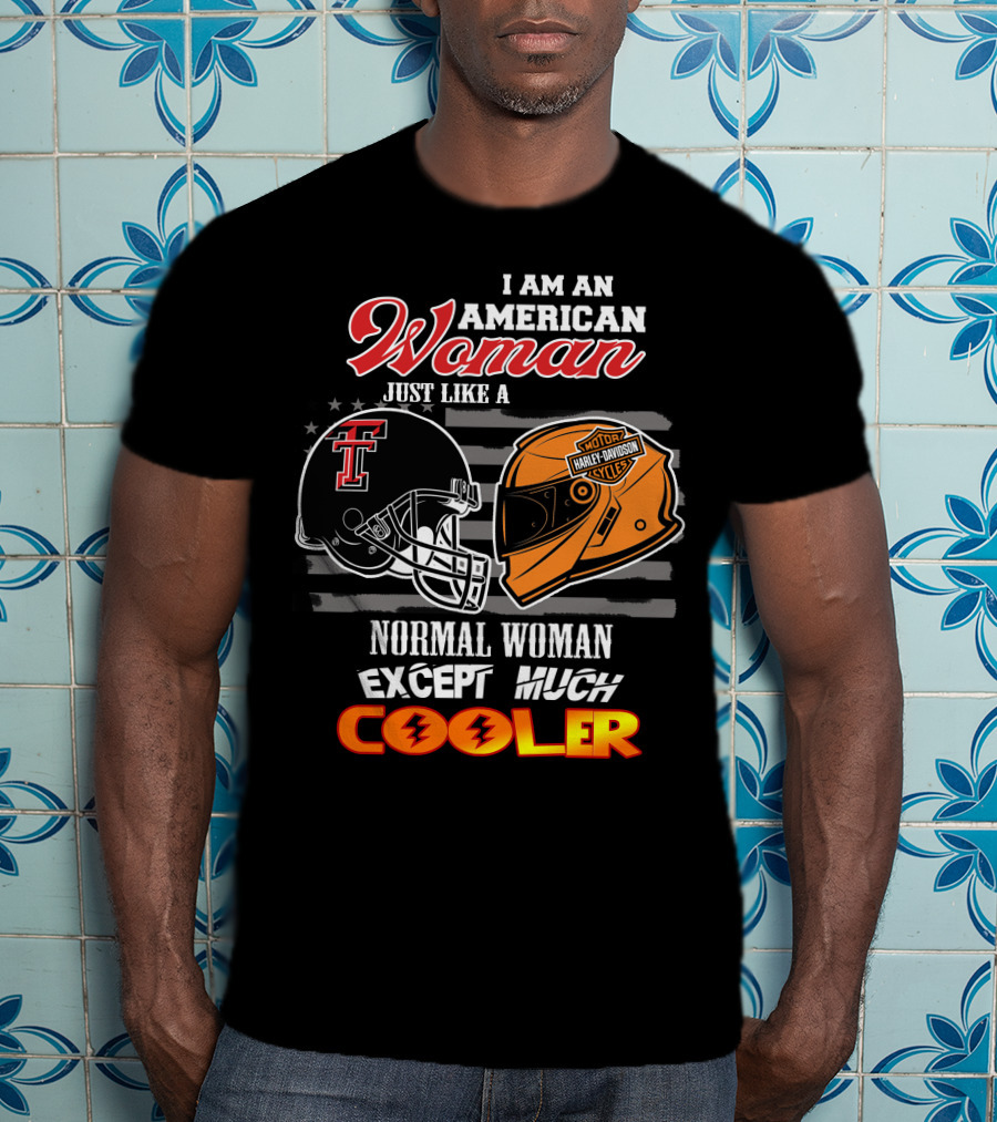 American Woman Texas Tech Harley Davidson Helmet Cooler T-Shirt