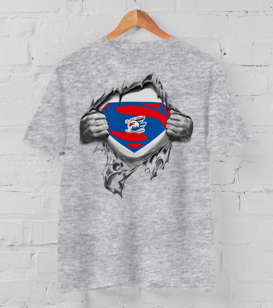 Adler Mannheim Superman Die Adler Logo Breaking Through Hands T-Shirt