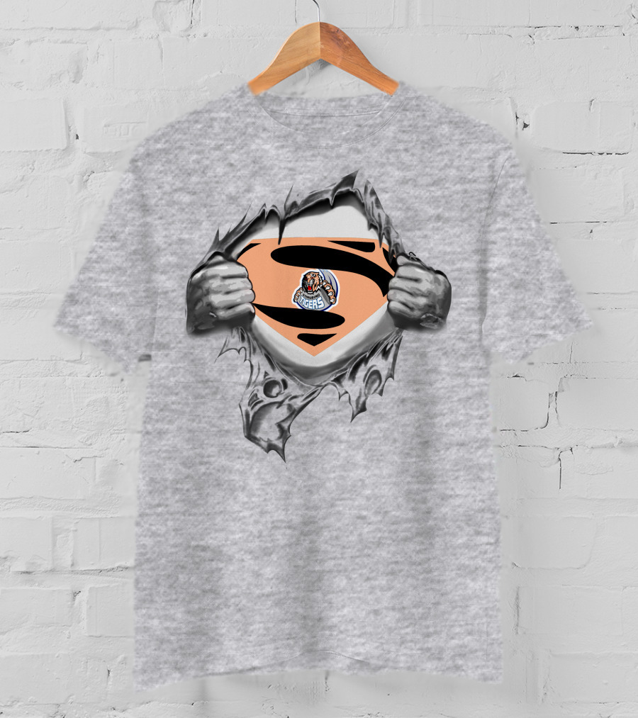 Straubing Tigers Superman Logo Tear Reveal T-Shirt